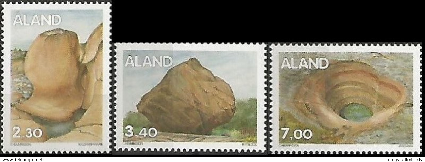 Aland Islands Åland Finland 1995 Facies And Rock Formations Set Of 3 Stamps Mint - Autres & Non Classés