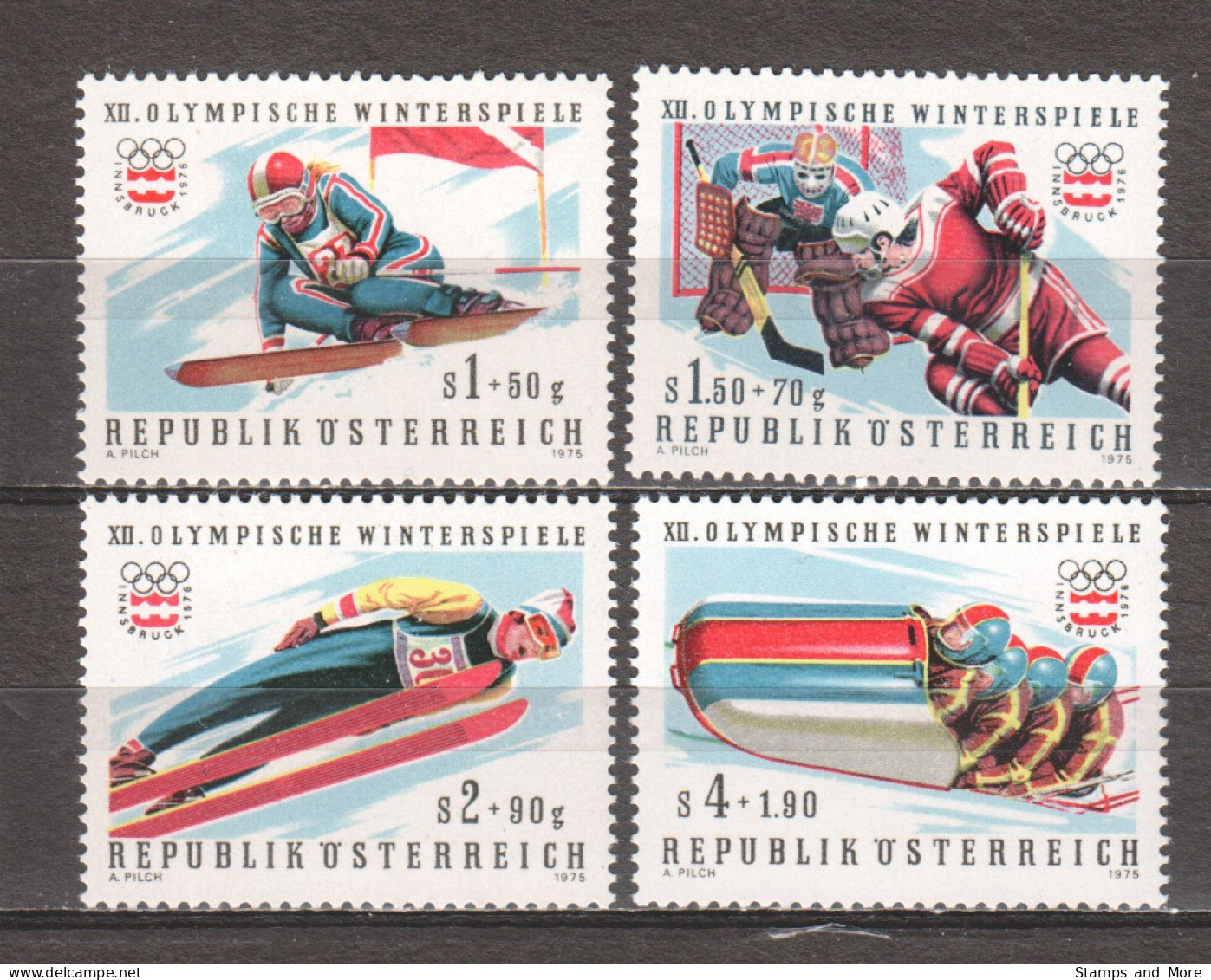 Austria 1975 Mi 1479-1482 +1499-1502 MNH WINTER OLYMPICS INNSBRUCK 1976  - Winter 1976: Innsbruck