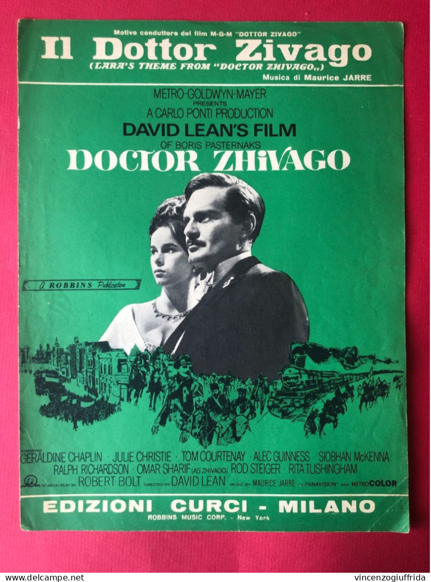 SPARTITO MUSICALE "IL DOTTOR ZIVAGO"- DA COLLEZIONE Ediz.Curci -Milano 1973 Ottimo - Film Music