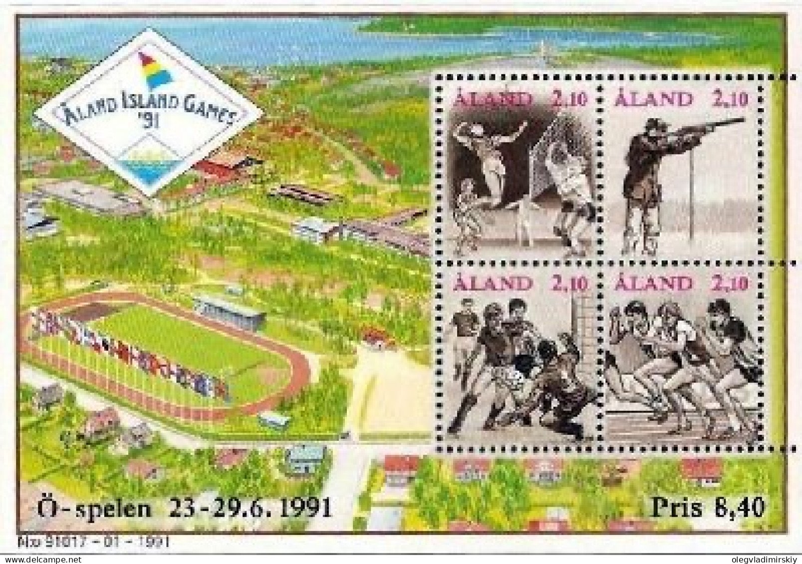 Aland Islands Åland Finland 1991 Aland Island Games Football Soccer Volleyball Etc Set Of 4 Stamps In Block Mint - Hojas Bloque