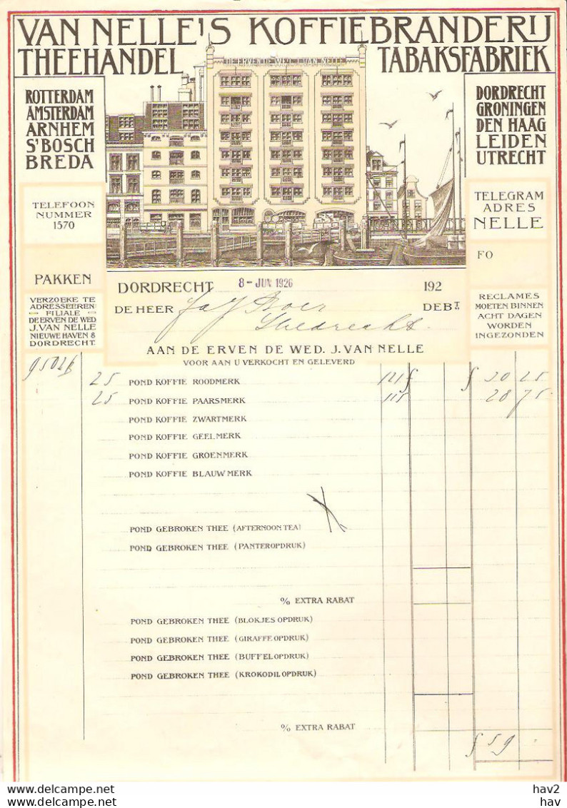 Dordrecht Briefhoofd Op Nota Van Nelle 1926 KE3971 - Pays-Bas