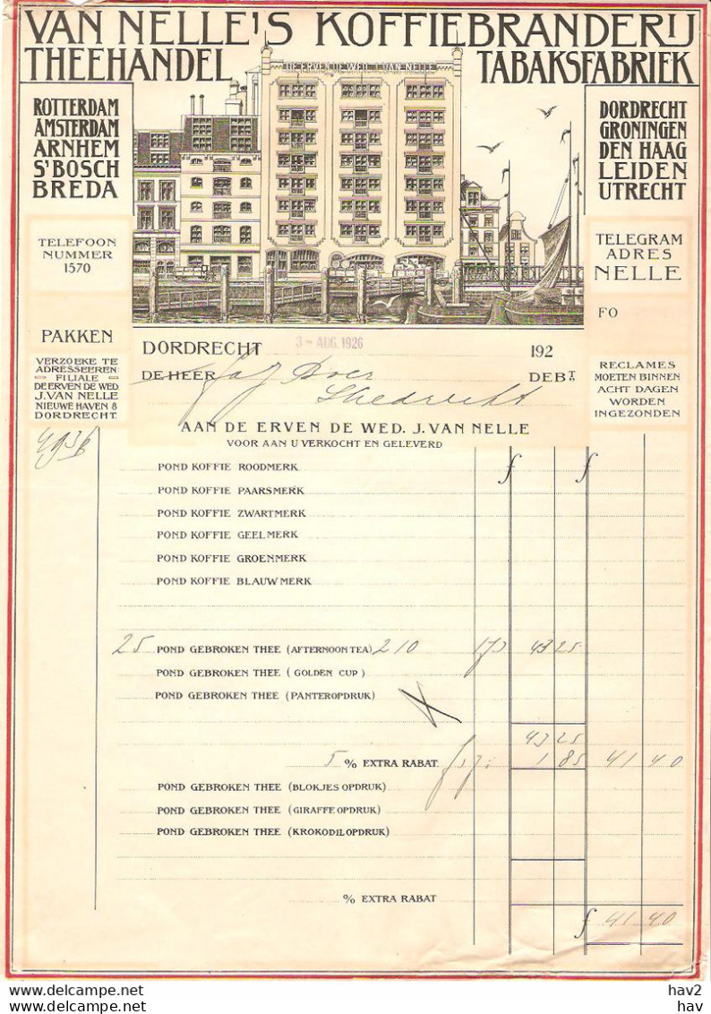 Dordrecht Briefhoofd Op Nota Van Nelle 1926 KE3969 - Netherlands