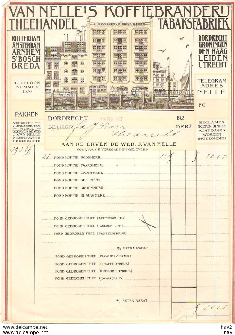 Dordrecht Briefhoofd Op Nota Van Nelle 1927 KE3968 - Pays-Bas