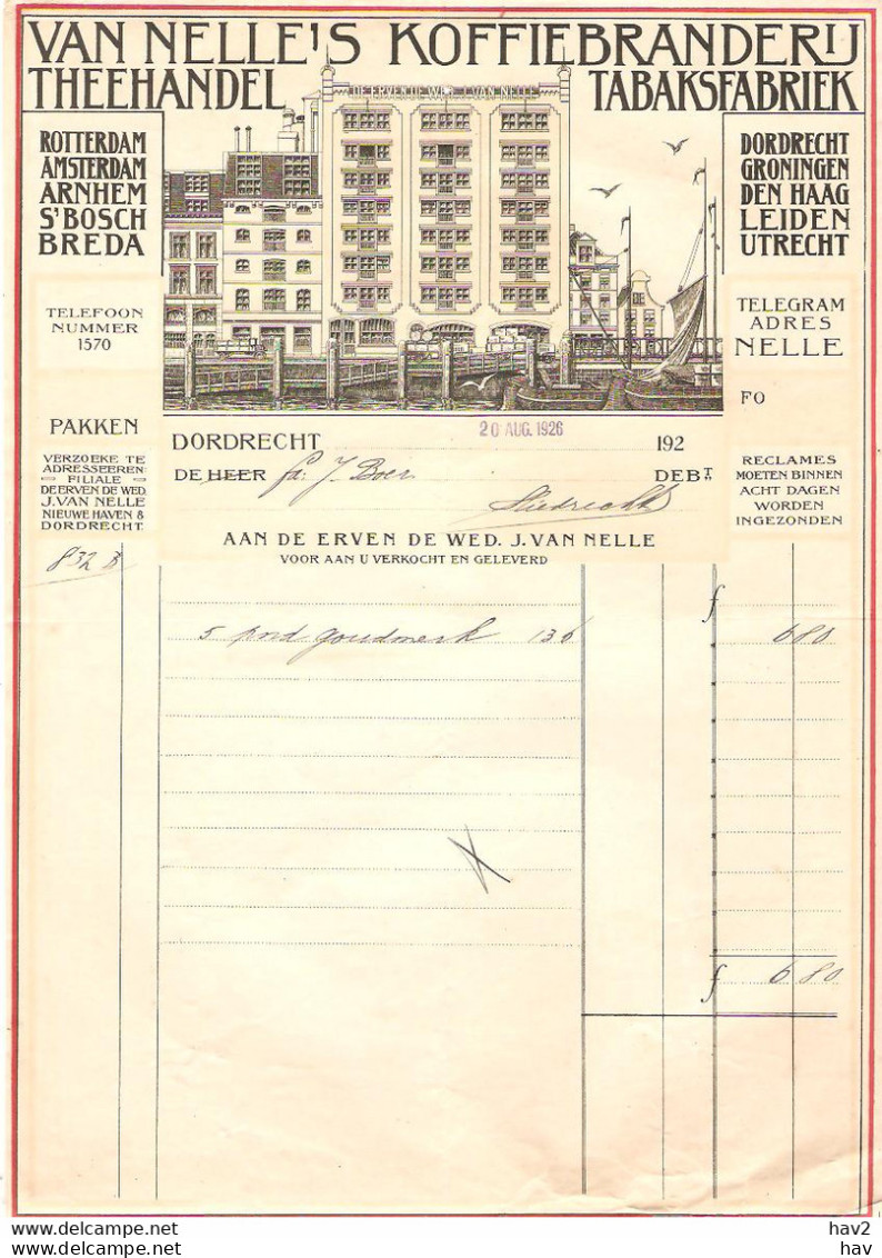 Dordrecht Briefhoofd Op Nota Van Nelle 1926 KE3965 - Nederland