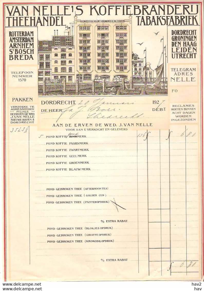 Dordrecht Briefhoofd Op Nota Van Nelle 1927 KE3962 - Pays-Bas