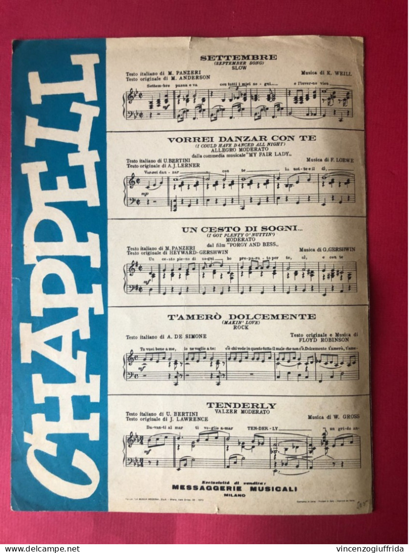 Spartito EXODUS Musica Di Ernest Gold Testo Di M.G.Gaspari Ed.Chappel 1972 Buone Condizioni - Compositeurs De Musique De Film