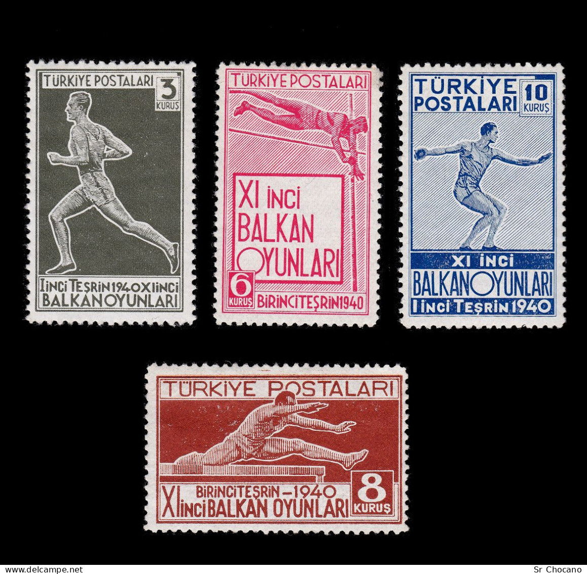 TURKEY.1940.11 Balkan Olympics.SCOTT 855-858.MNH - Neufs