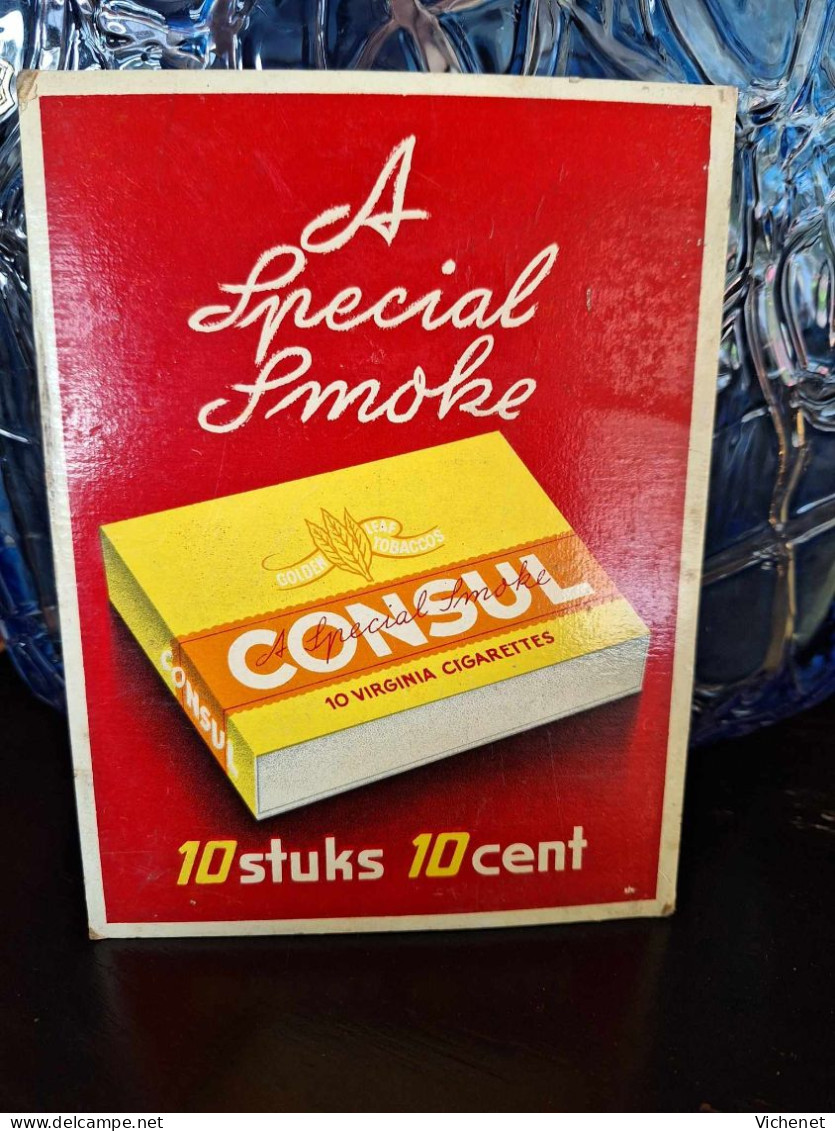 Cigarettes Consul - Pancarte / Display En Carton  ( 17 X 12 Cm) - Advertising Items