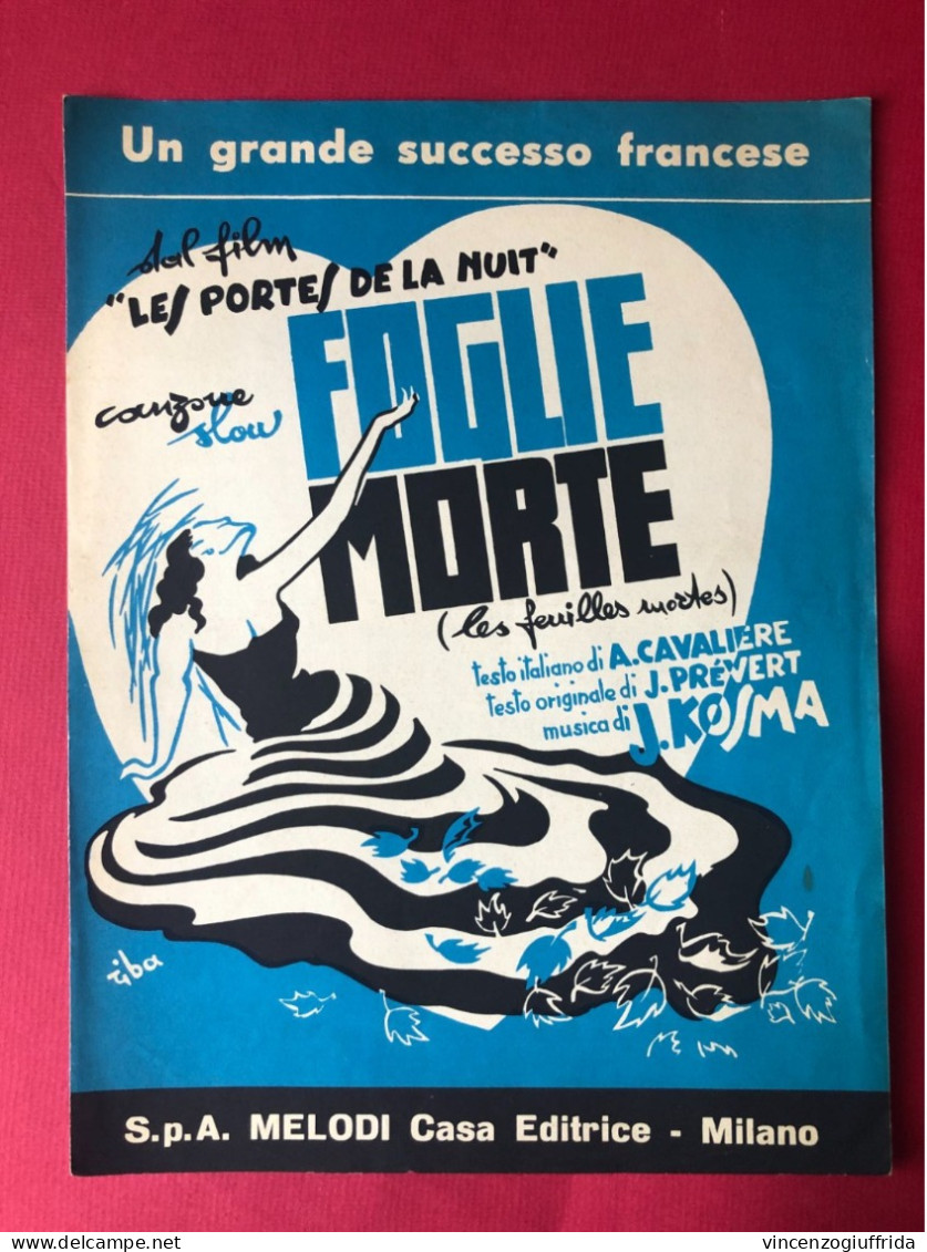 Spartito Musicale Foglie Morte Dal Film Les Portes De La Nuit Per Fisarmonica 1977 - Compositeurs De Musique De Film