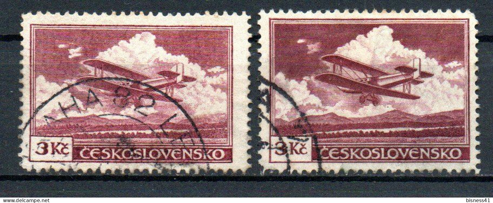 Col33 Tchécoslovaquie Czechoslovakia Aerien 1930 N° 13 I & II Oblitéré  Cote :  6,50€ - Posta Aerea