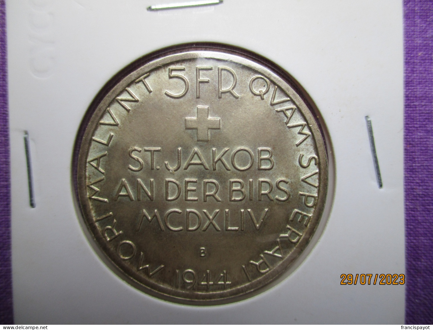 Suisse: 5 Francs 1944 St Jacques Sur La Birse - Autres & Non Classés
