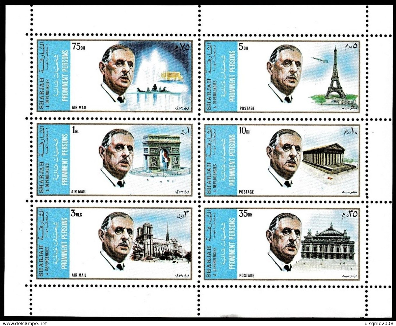 General Charles De Gaulle - Prominent Persons -|- Sharjah, 1972 - MNH - De Gaulle (Général)