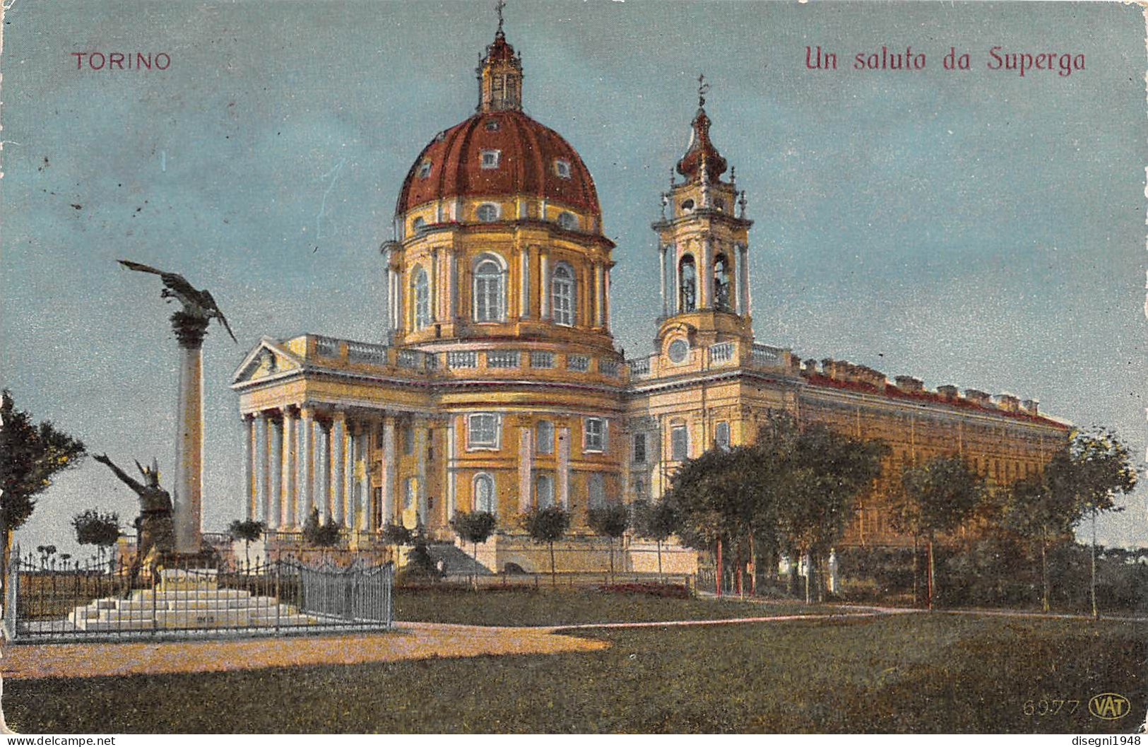 12322 "TORINO - UN SALUTO DA SUPERGA - SOLARO GIACOMO RISTORANTE SUPERGA" CART. ORIG. SPED. 1916 - Churches