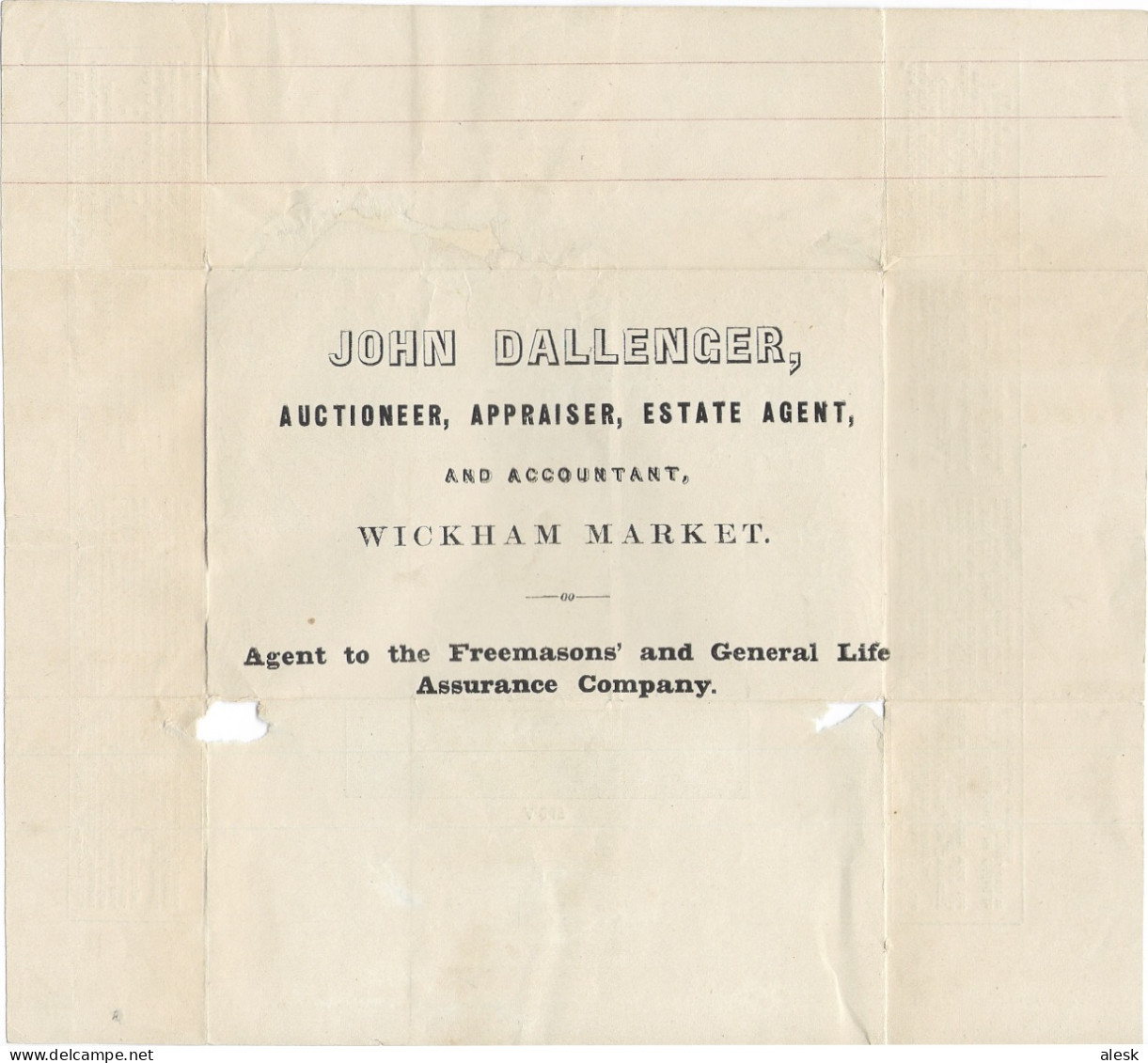 MULREADY Advertising Duplication - Repiquage Publicitaire AGENT To Te FREMASONS - 1840 Mulready Envelopes & Lettersheets