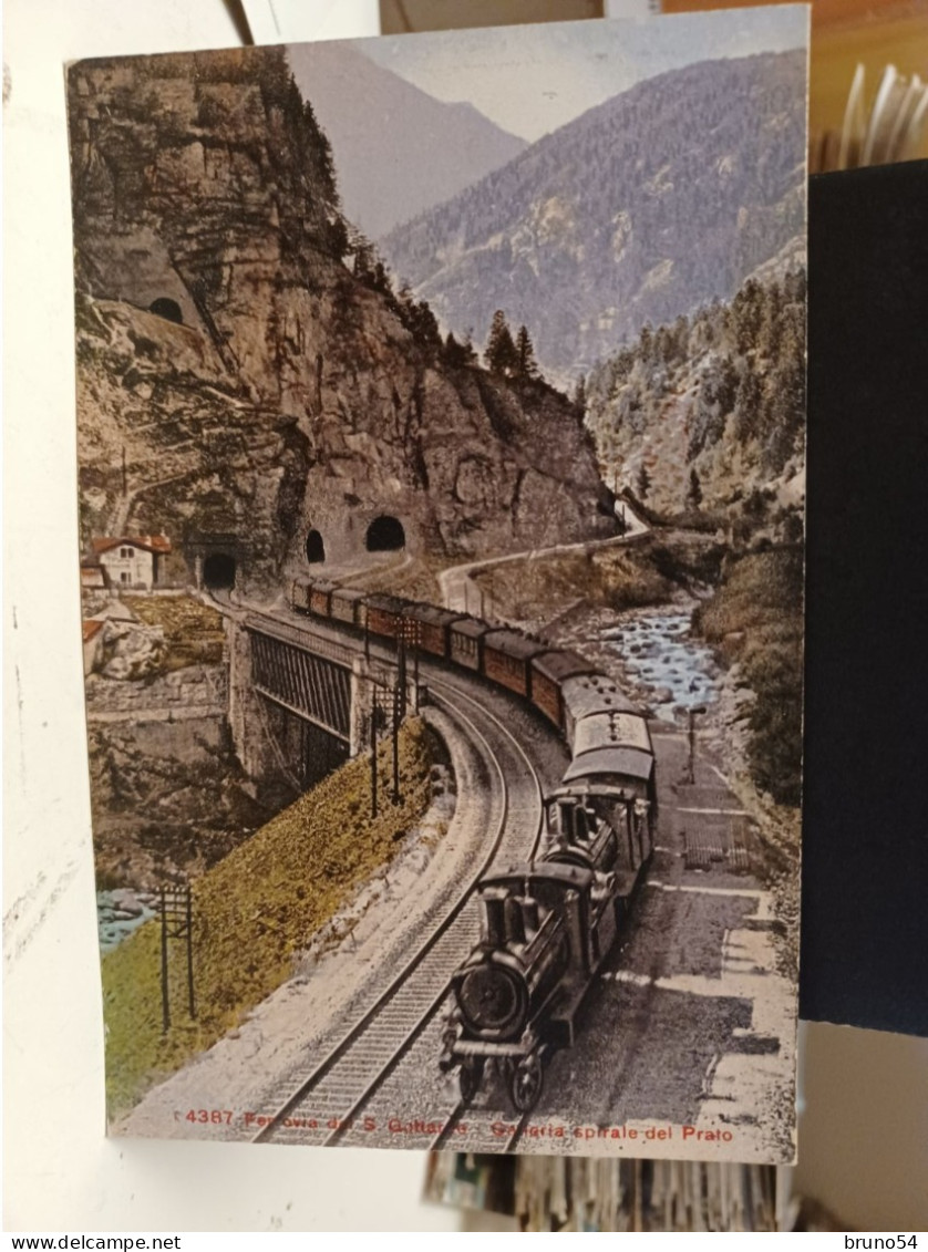 Cartolina Ferrovia S.Gottardo ,spirale Del Prato - Prato