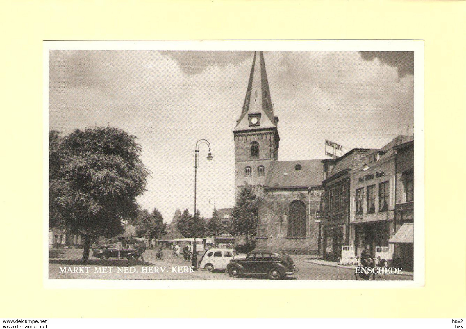 Enschede Markt En Hervormde Kerk, Oude Auto RY34771 - Enschede