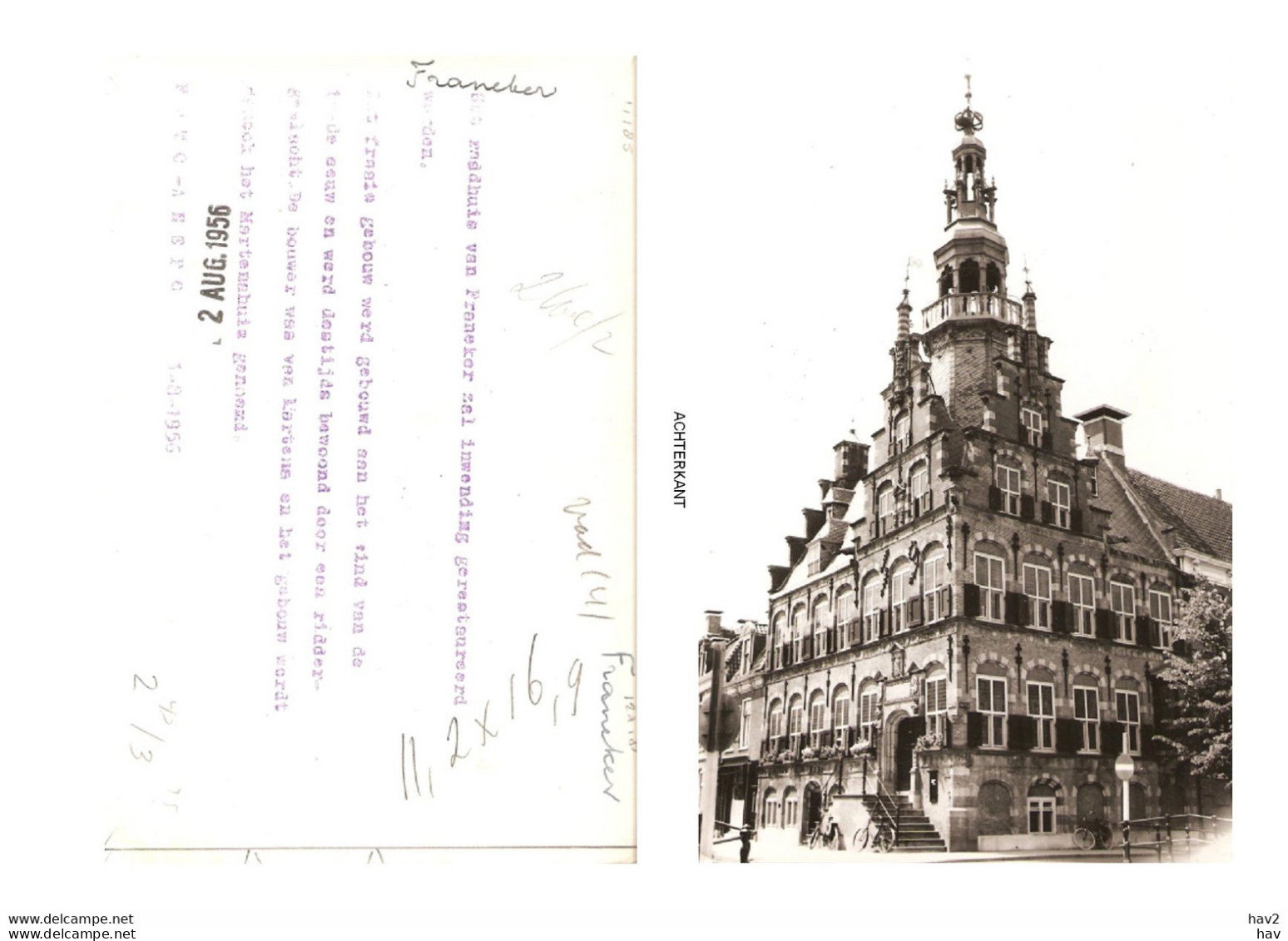 Franeker Persfoto Raadhuis 1956 KE4185 - Franeker