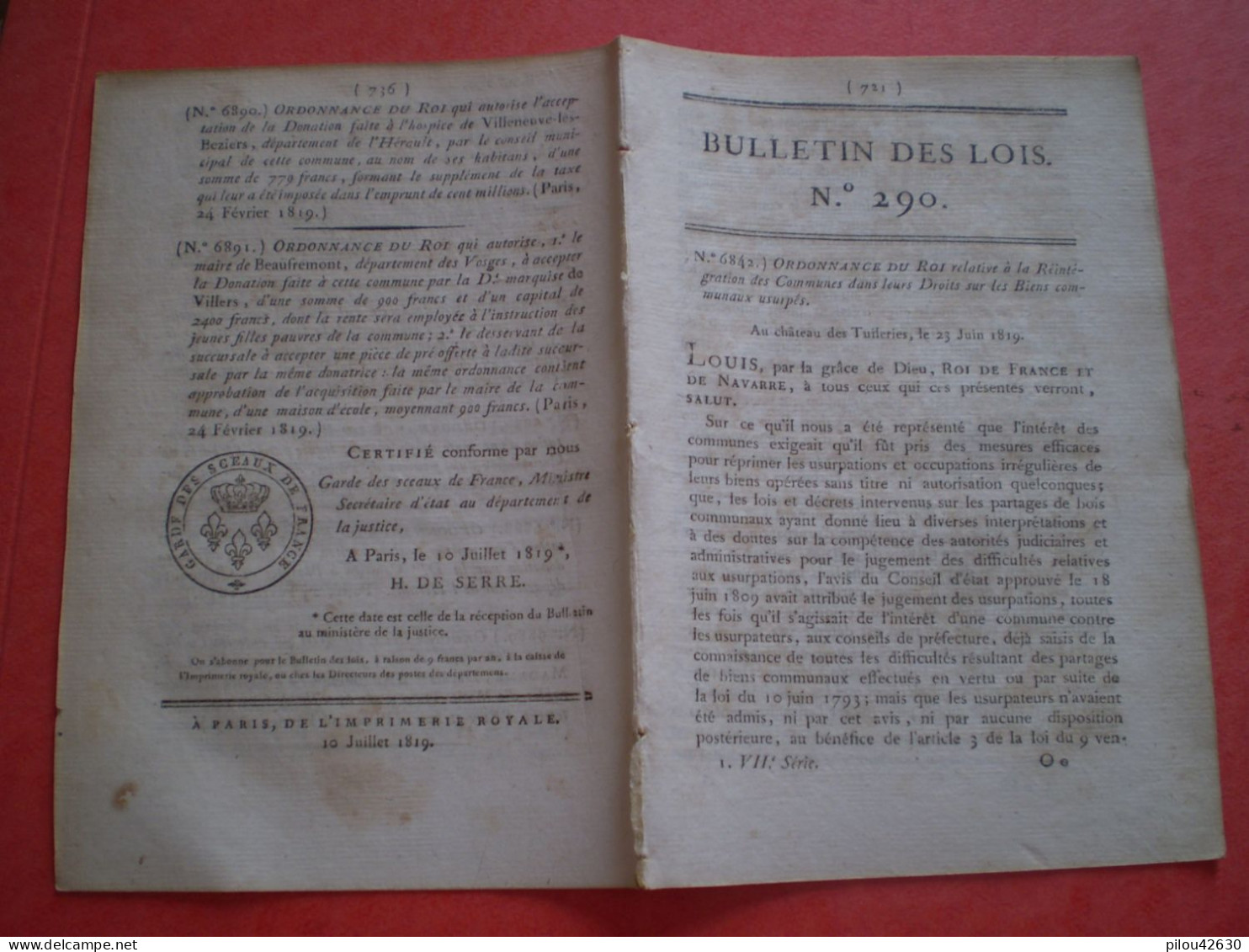 Juifs : Régularisation Marche Administrative Des Consistoires. Colmar,bonne Ville Du Royaume.Legs,déclaration Naturalité - Decreti & Leggi