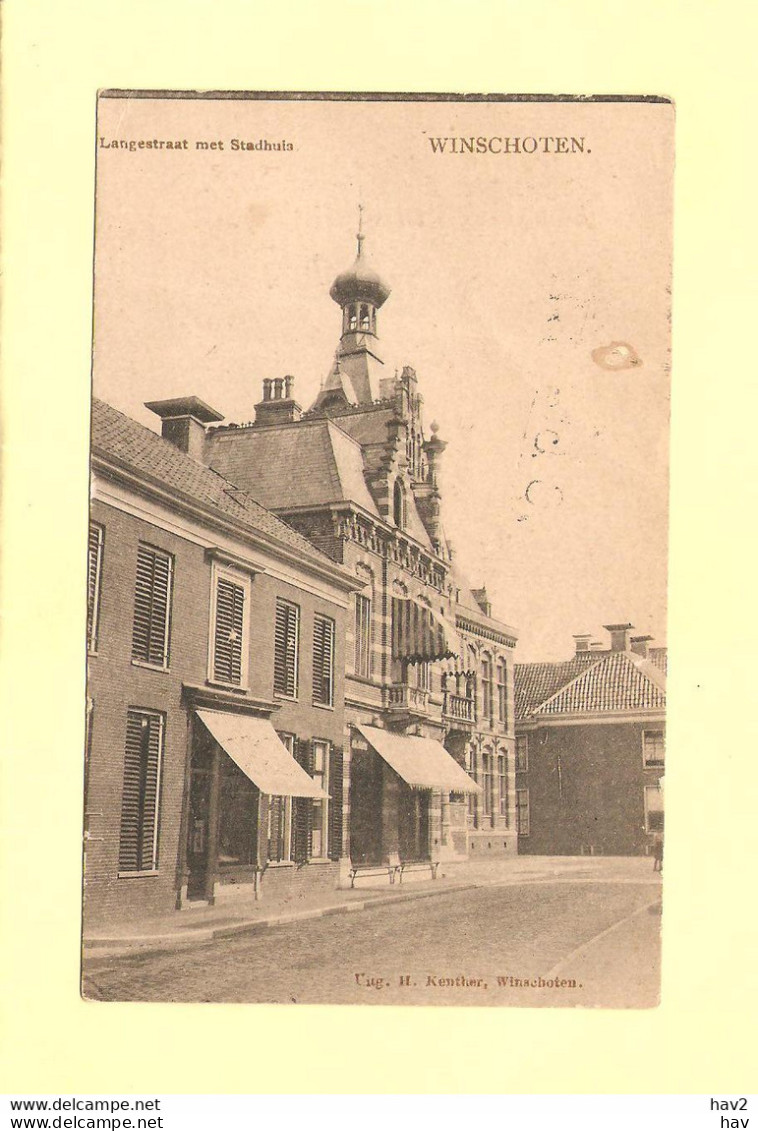 Winschoten Langestraat Met Stadhuis 1907 RY36924 - Winschoten