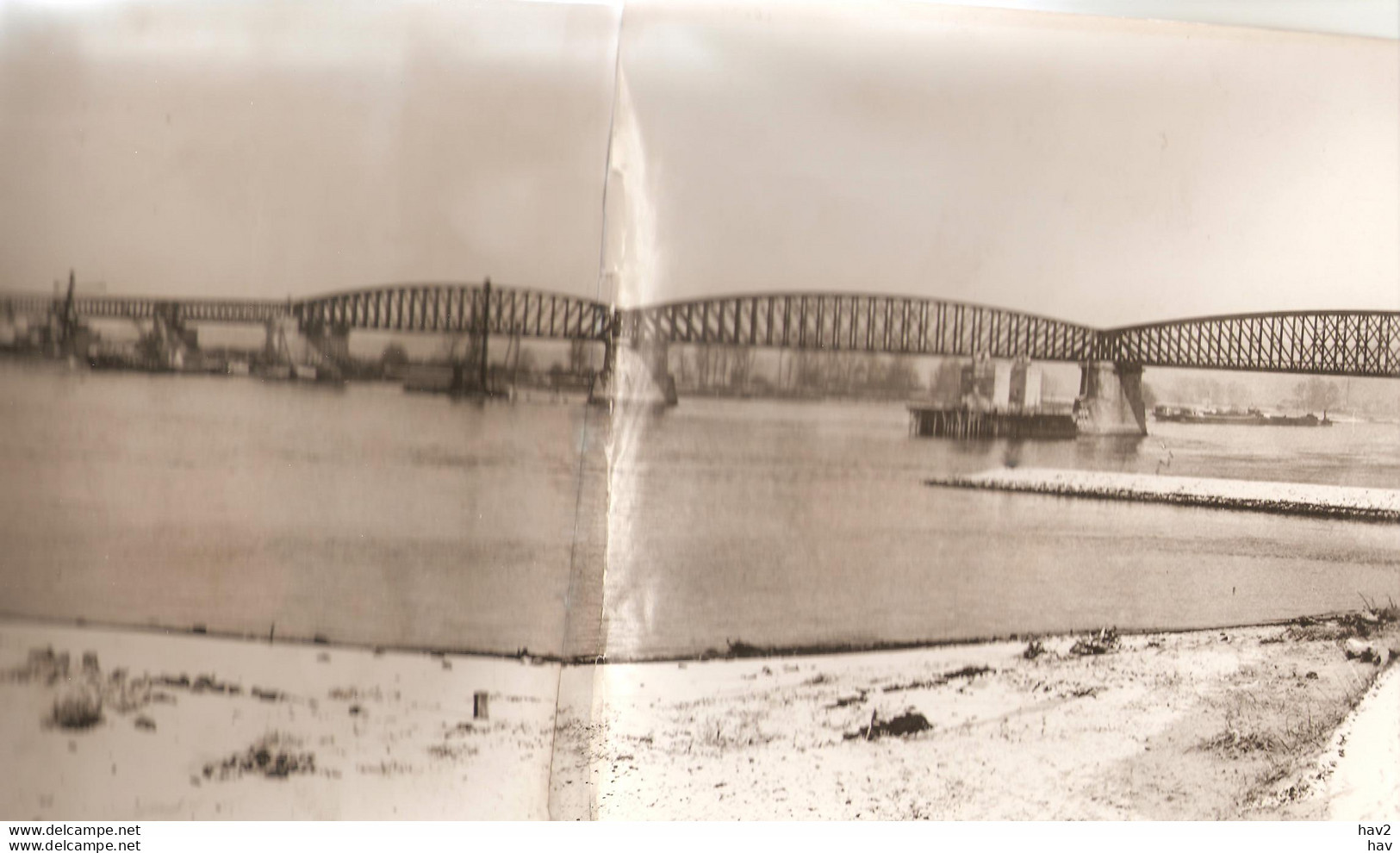 Zaltbommel Bouw Waalbrug Dubbelfoto 1932 KE4391 - Zaltbommel