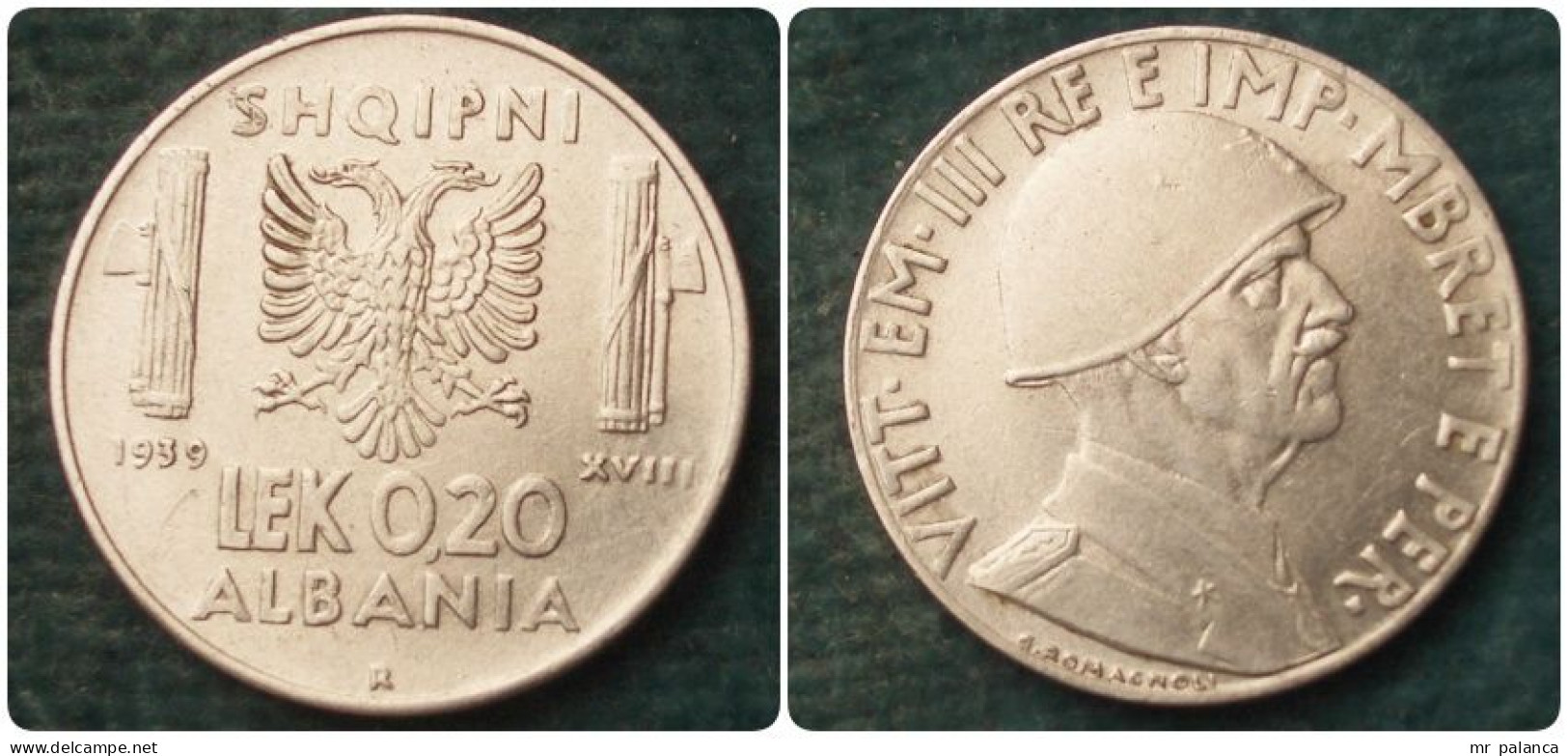 M_p> Regno Vitt Eman III° Colonia D'Albania 0,20 Lek 1939 XVIII Leggermente Magnetico - Albanie