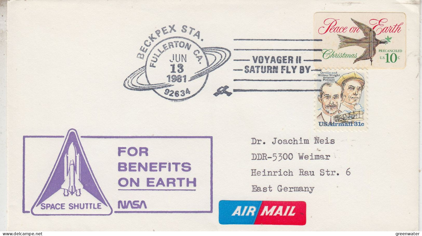 USA Voyager II Saturn Fly By Ca Beckpex Sta Fullerton Ca JUN 13 1981 (SD217) - Nordamerika