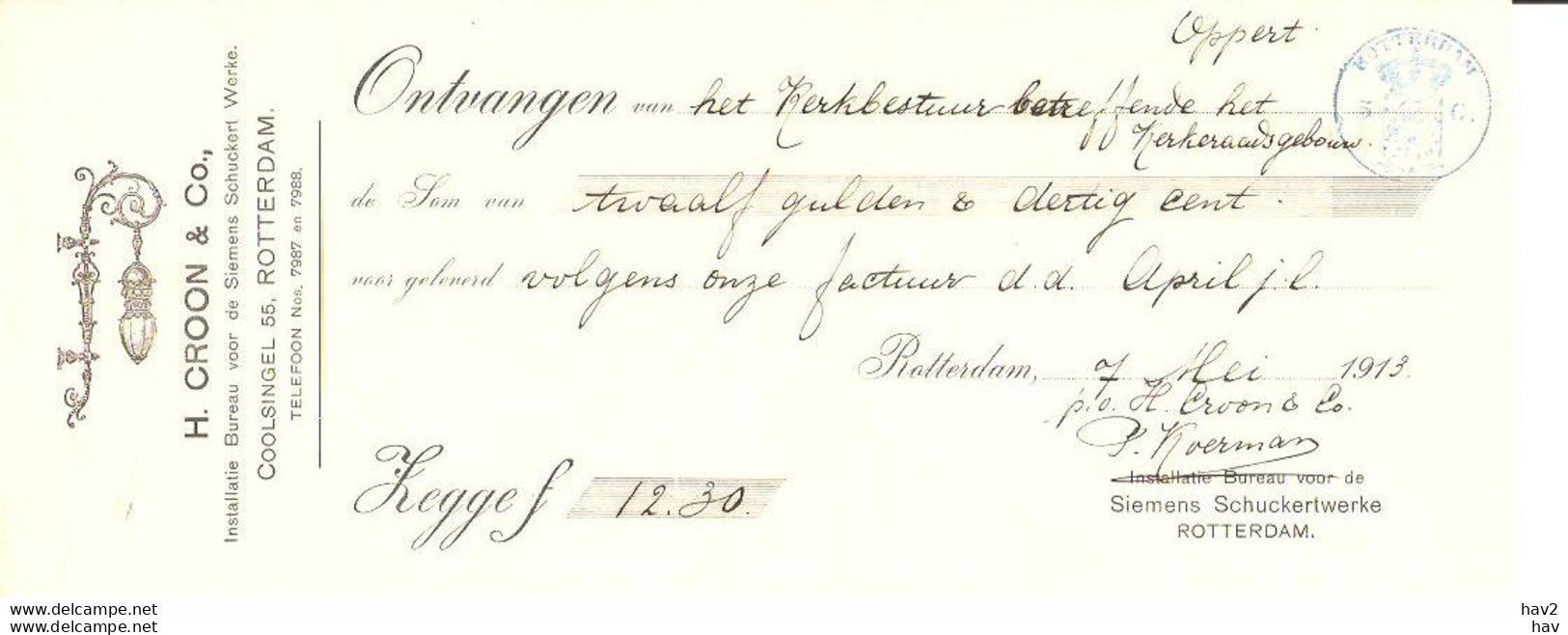 Rotterdam Nota H. Croon Voor NH Kerk 1913 KE4684 - Niederlande