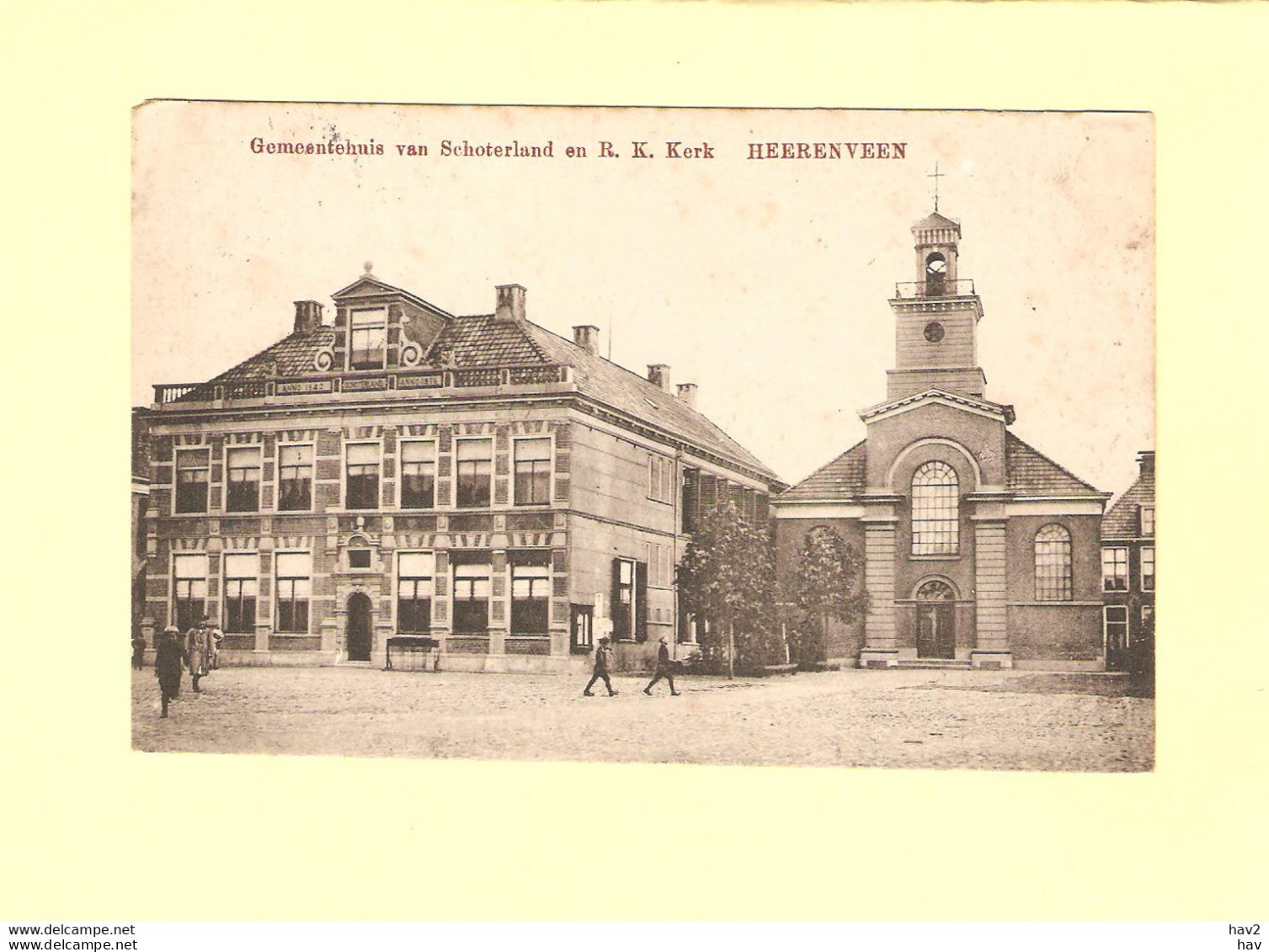 Heerenveen Gemeentehuis En RK Kerk 1916 RY38072 - Heerenveen