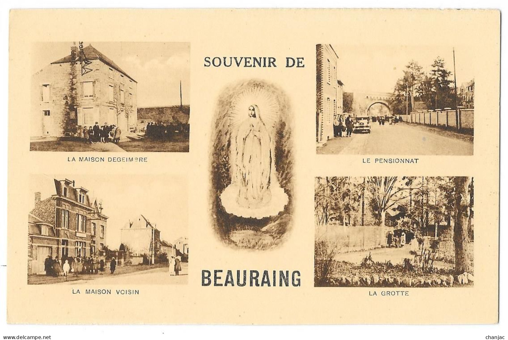 Cpa: BELGIQUE - Souvenir De BEAURAING -Maison Voisin, Maison Degeimbre, Pensionnat (Multivues) Ed. E.B.(plan Rare) - Beauraing