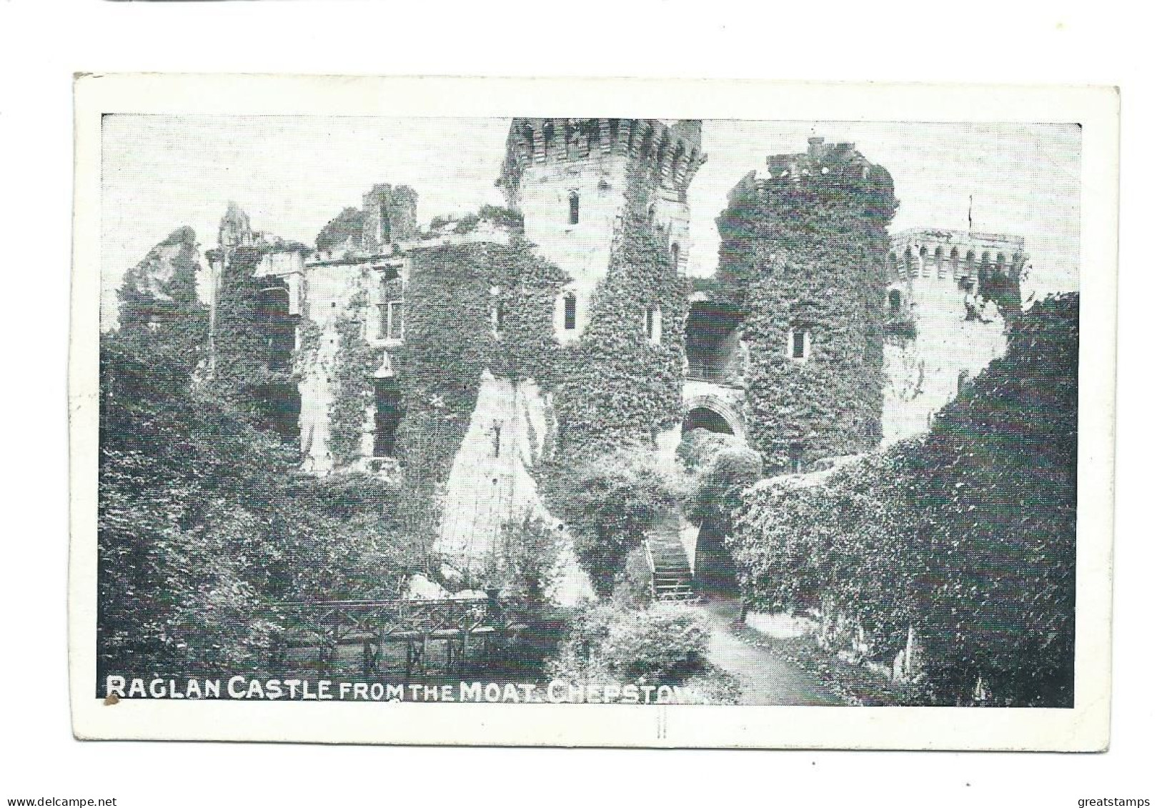 Postcard Wales  Raglan Castle From The Moat Falmouth Squared Circle  1906 - Monmouthshire