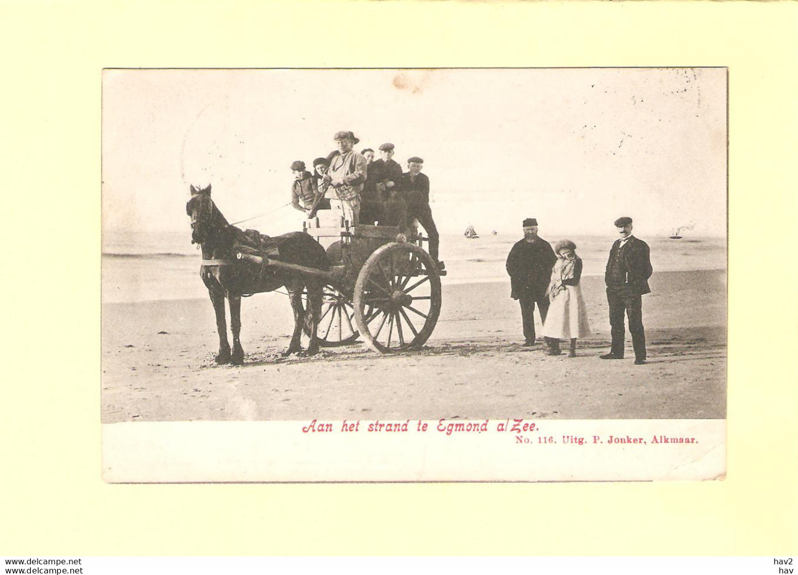 Egmond Met Paard En Wagen Langs Strand 1909RY38564 - Egmond Aan Zee