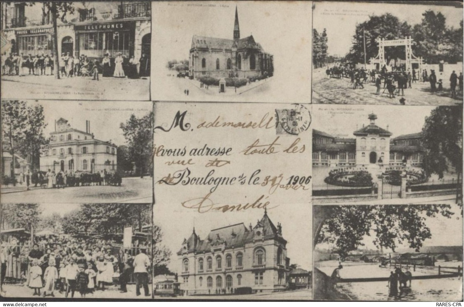 92 BOULOGNE SUR SEINE - " M.... Vous Adresse.........de Boulogne Sur Seine " Multi Vues Animées - Autres & Non Classés