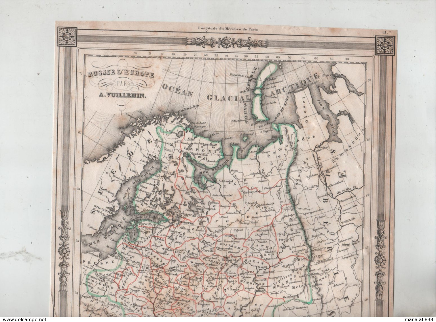 Russie D'Europe Vuillemin 1846 Crimée Mer Caspienne Noire Azol Baltique Blanche - Cartes Géographiques