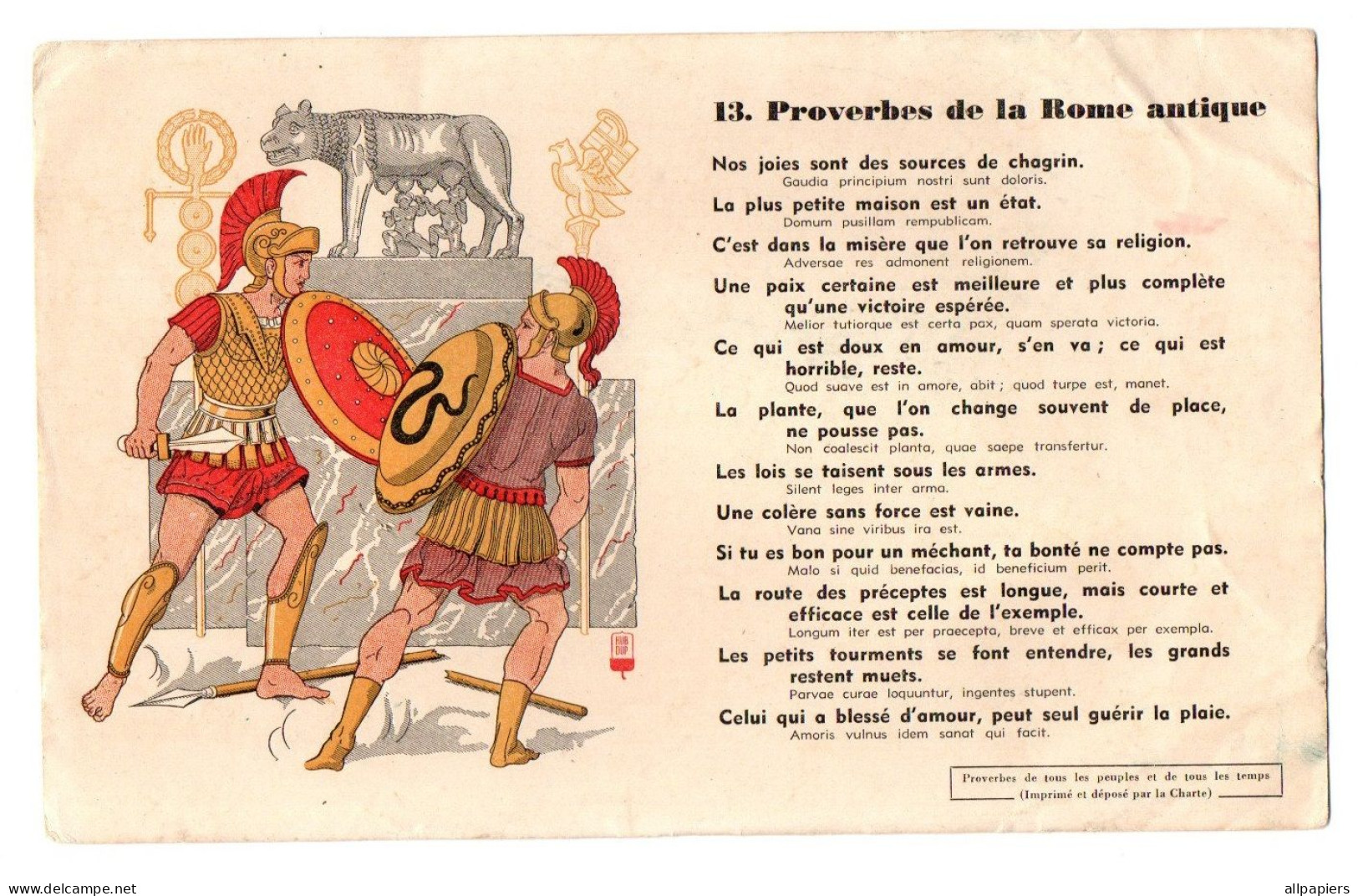 Buvard N°13 Proverbes De La Rome Antique - Format : 22.5x14 Cm - P