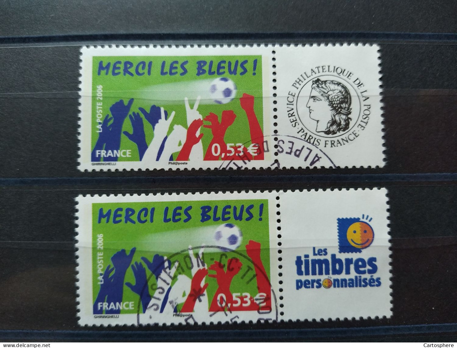 Timbre Personnalisé ** - Merci Les Bleus - Vignette Personnalisée - 2006 - Y & T N° 3936A O OBLITERE - Used Stamps