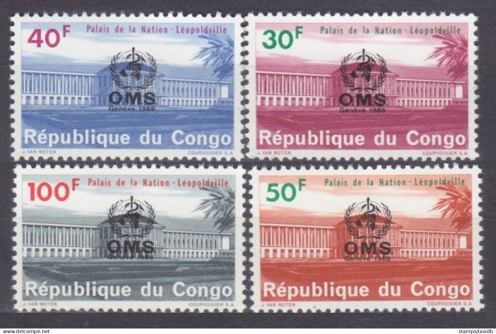 1966 Congo Kinshasa 267-270 Overprint - WHO Geneve 5,50 € - OMS