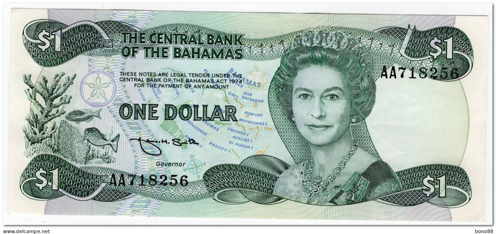 BAHAMAS,1 DOLLAR,L.1974 (1984) ,P.43b,VF-XF - Bahama's