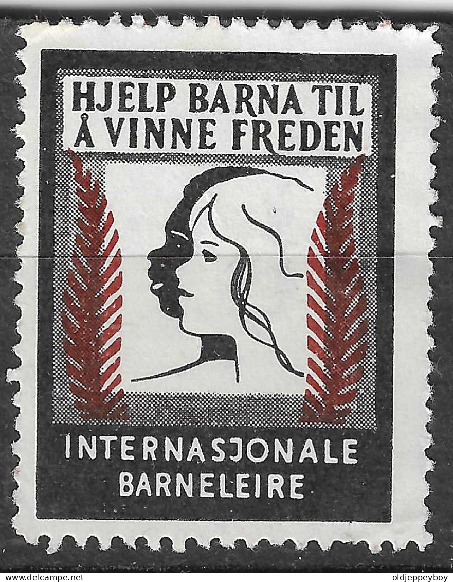 Norway Norvege HJELP BARNA TIL A VINNE FREDEN. INTERNASJONALE BARNELEIRE,  VIGNETTE Reklamemarke Erinnofili CINDERELLA - Erinnofilia