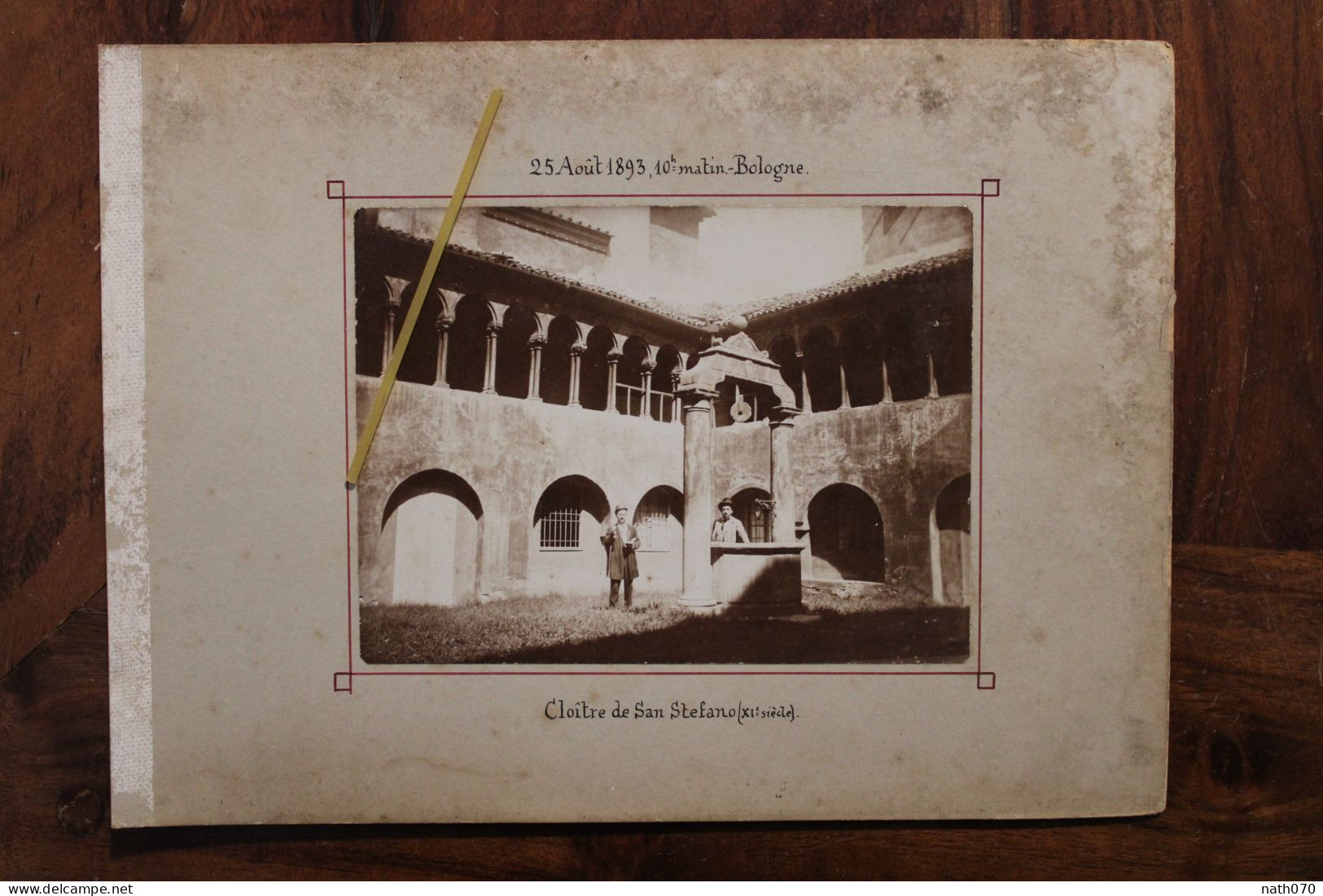 Photo 1893 Bologne Cloitre De San Stefano Italie Tirage Albuminé Albumen Print Vintage - Antiche (ante 1900)