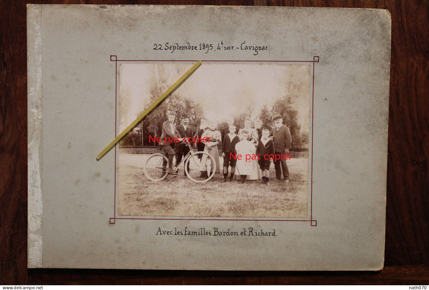 Photo 1895 Cavignac Gironde Famille Bardon Et Richard France Tirage Albuminé Albumen Print Vintage - Other & Unclassified