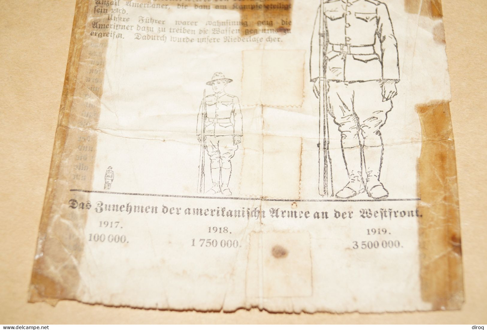 Document Propagande Allemande, Tract De Guerre ,original D'époque,210 Mm. 120 Mm. - 1914-18