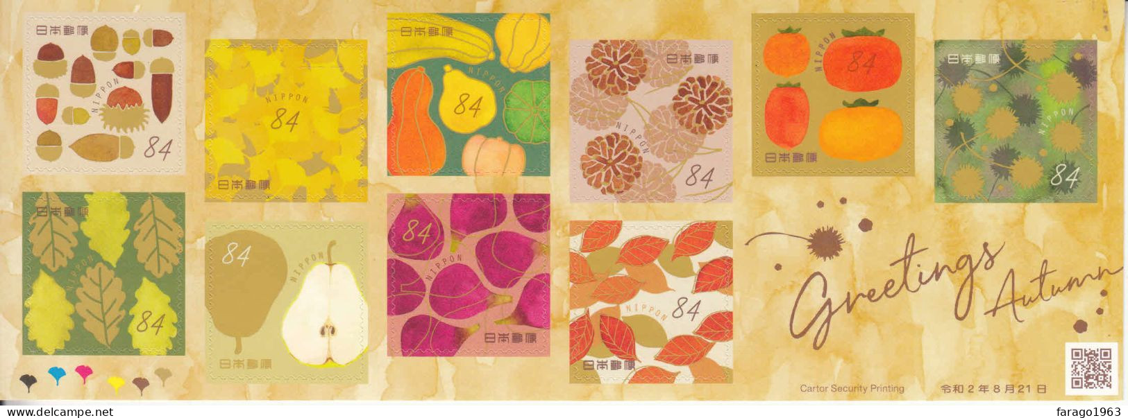 2020 Japan Autumn Trees Nuts Fruits Vegetables Complete Sheet Of 10 MNH @ BELOW FACE VALUE - Ungebraucht