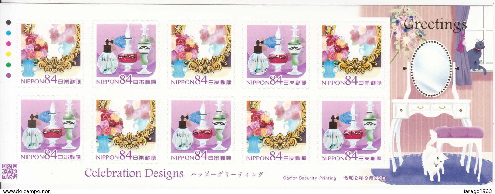 2020 Japan Celebration Design Fashion  Cats GOLD  EMBOSSED Complete Sheet Of 10 MNH @ BELOW FACE VALUE - Unused Stamps