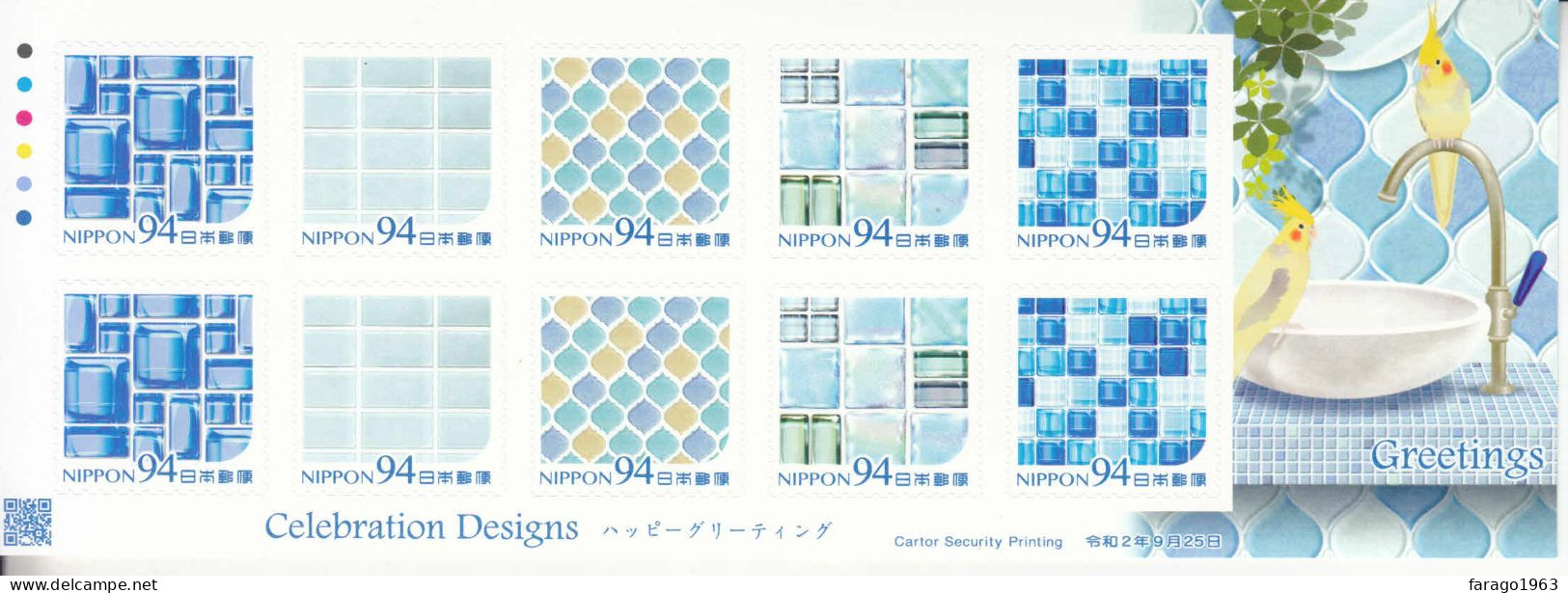 2020 Japan Celebration Design Interior Tiles Complete Sheet Of 10 MNH @ BELOW FACE VALUE - Unused Stamps