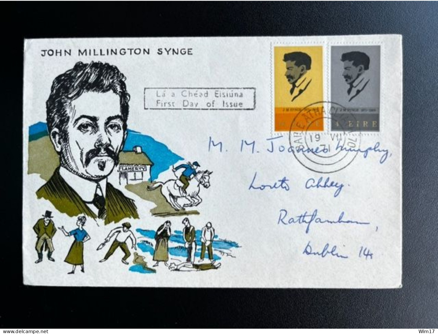 IRELAND EIRE 1971 CIRCULATED FDC JOHN MILLINGTON SYNGE 19-07-1971 IERLAND - FDC