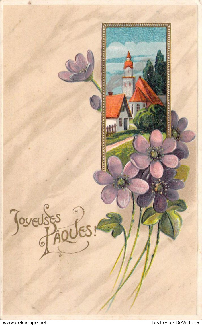 CPA - Fleurs Violettes Et Village En Cadre - CARTE POSTALE ANCIENNE - Blumen