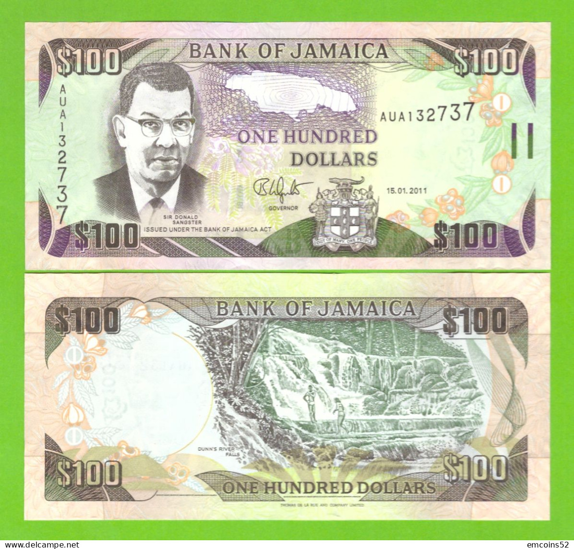 JAMAICA 100 DOLLARS 2011 P-84f  UNC - Jamaique