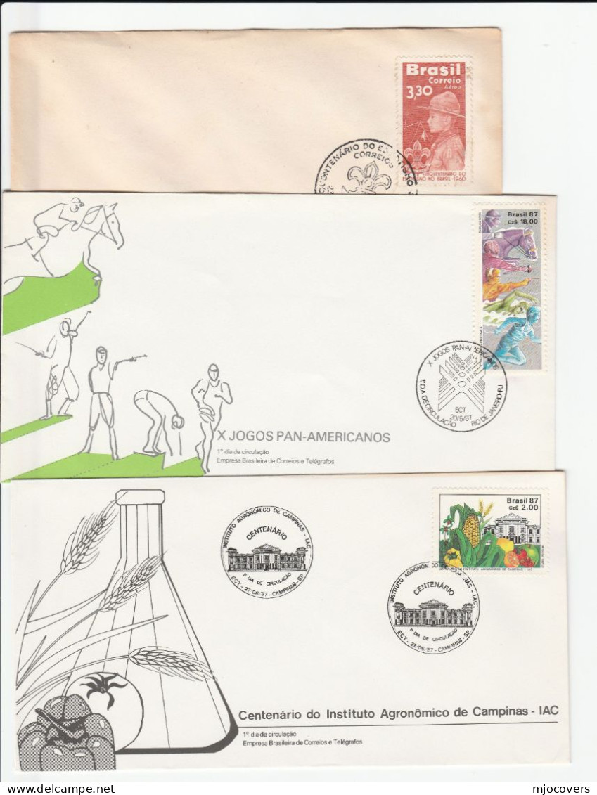 1960 - 1987 BRAZIL FDCs Stamps Cover Fdc Scouts Scouting Horse Sport Swimming Fencing Agriculture Fruit Vegetables - Verzamelingen & Reeksen
