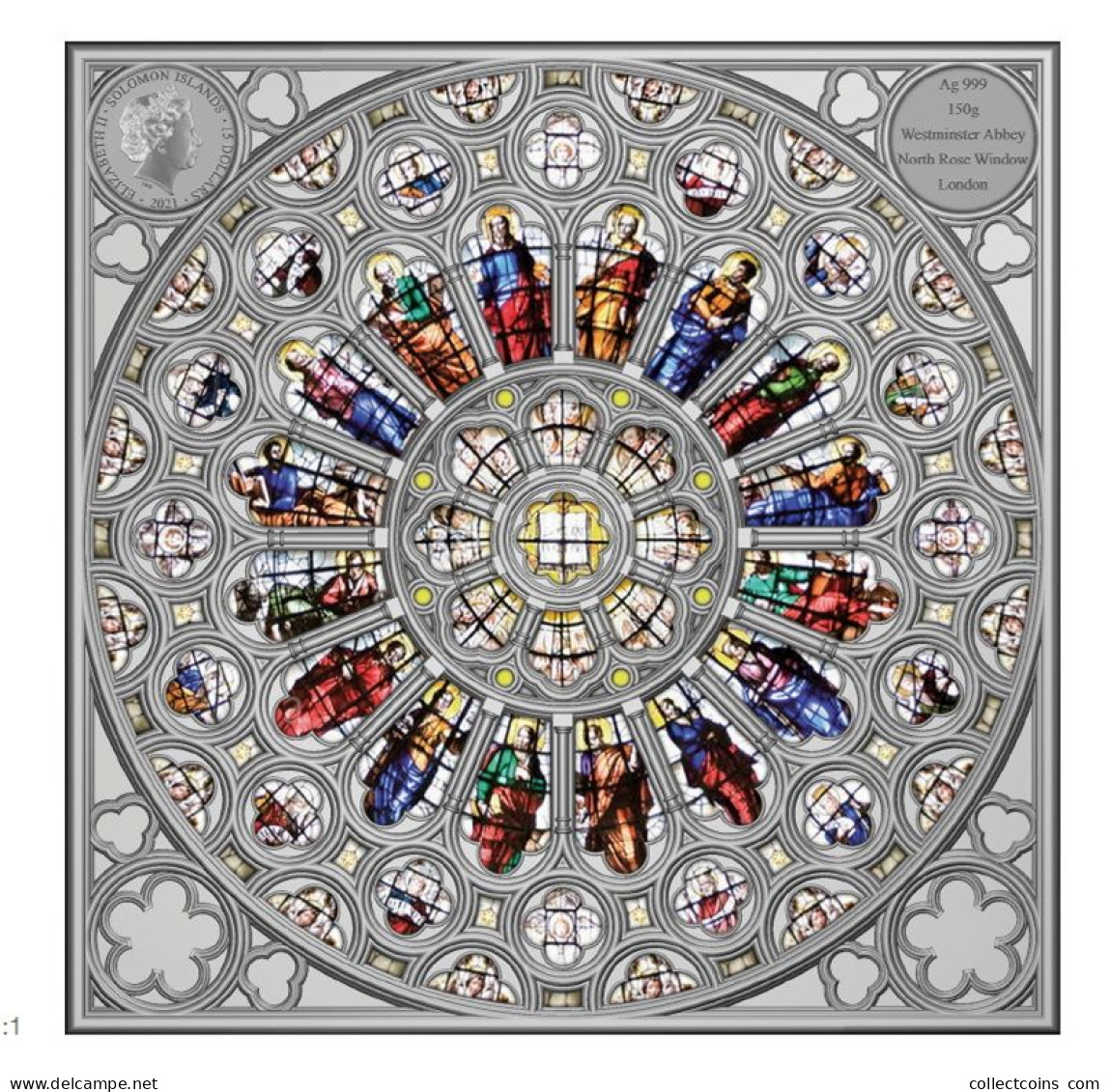 ROSE WINDOW Of Westminster Abbey North Rose - Solomon Islands 5 Dollars 2021 150 Grams Zilveren Munt  Silver Coin - Altri – Oceania