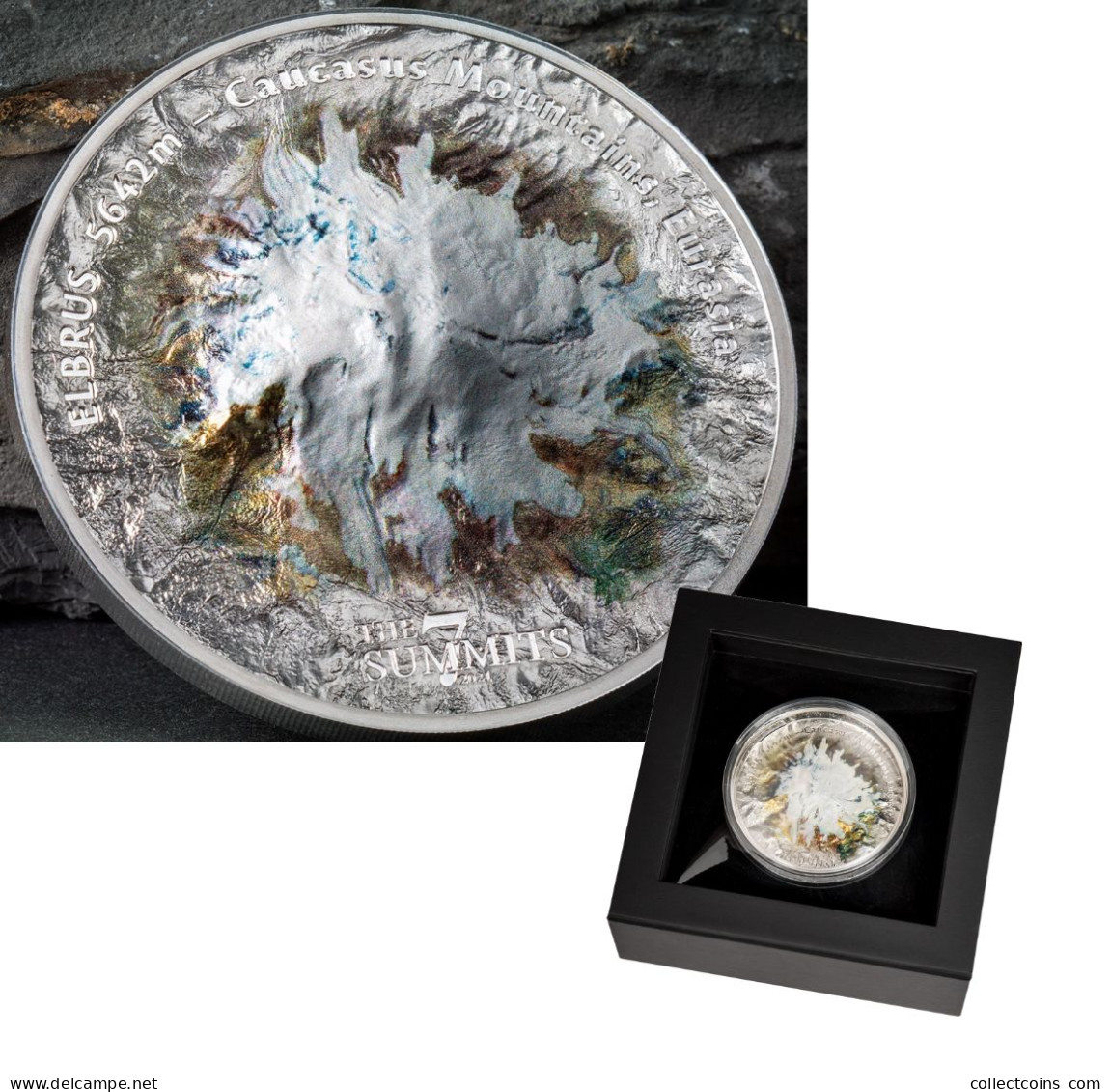 Cook Islands 25 Dollars 2021 The 7 Summits MOUNT ELBRUS 5 Oz Silver Proof Coin Zilveren Munt - Sonstige – Ozeanien